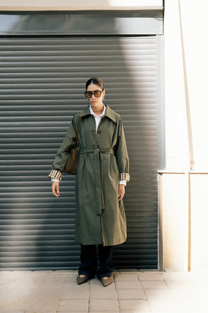 Long Oversized Trench in Olive