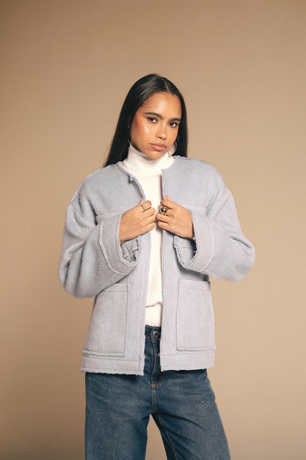 Mid-length Colored Jacket in Purple