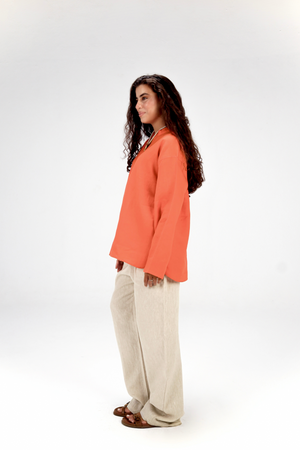 Mandarin Shirt in Burnt orange