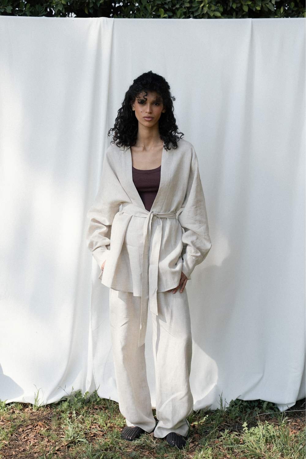 Linen Kimono in Beige