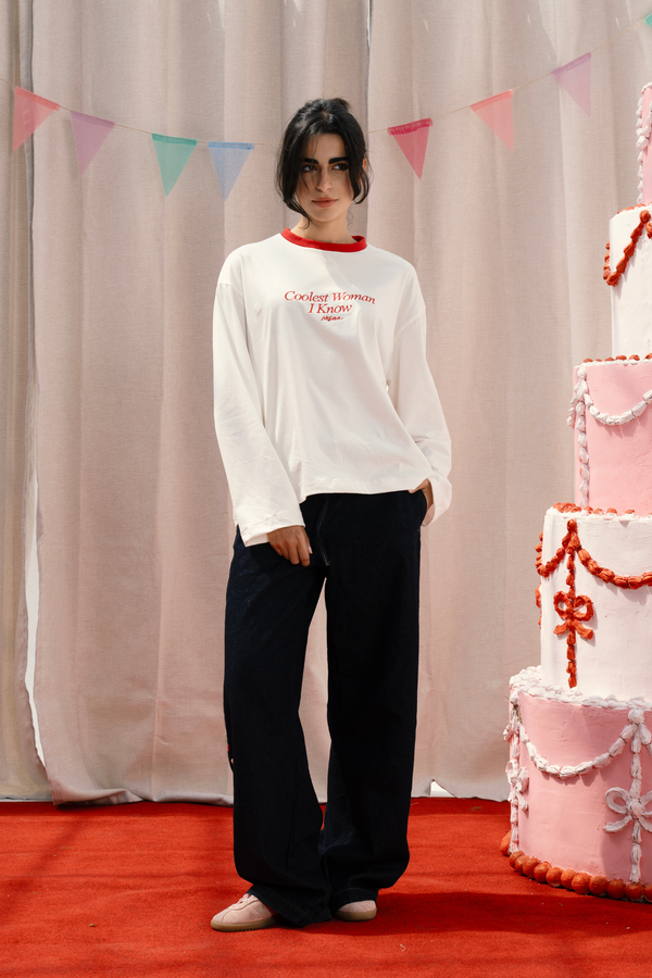 Drawstring Denim Pants with Side Button Details