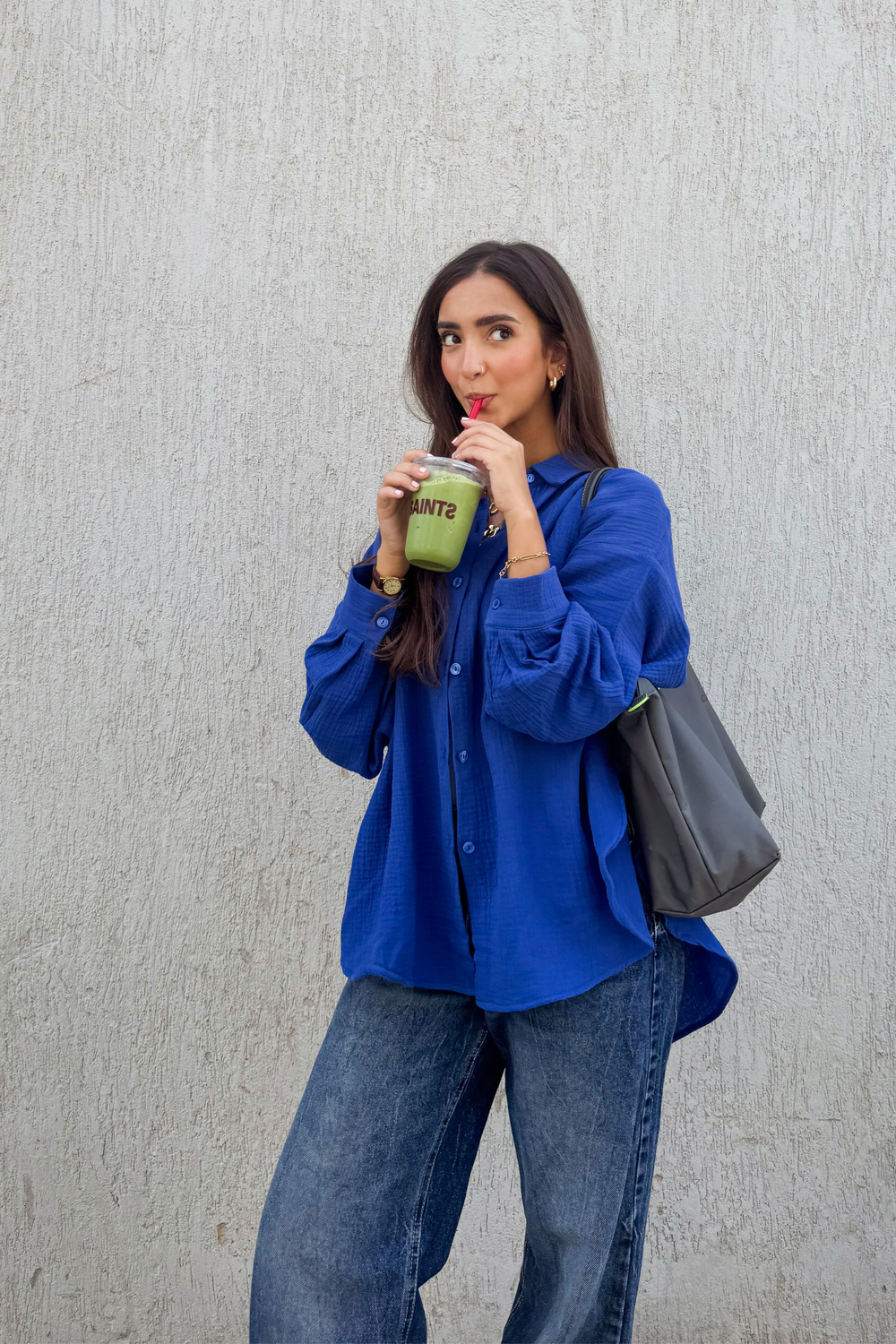 Cotton Muslin Shirt in Royal Blue