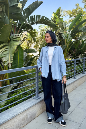 Cotton Muslin Shirt in Teal