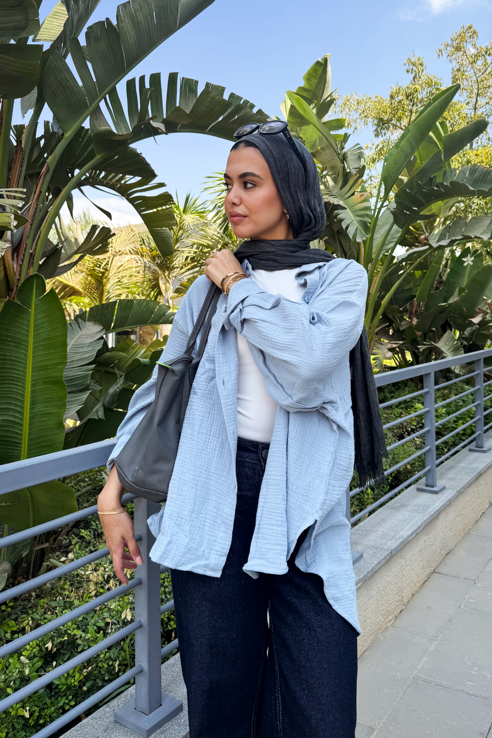 Cotton Muslin Shirt in Teal
