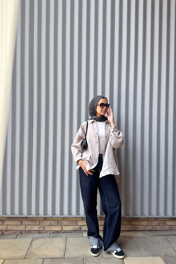 Cotton Muslin Shirt in Cafe