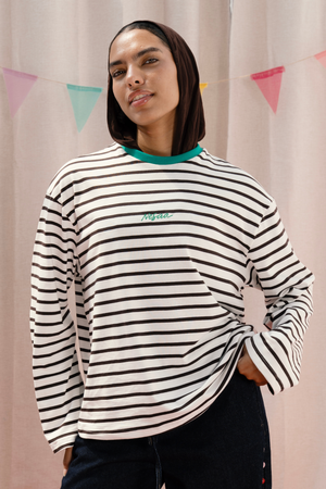 Striped Long Sleeve T-Shirt In Brown