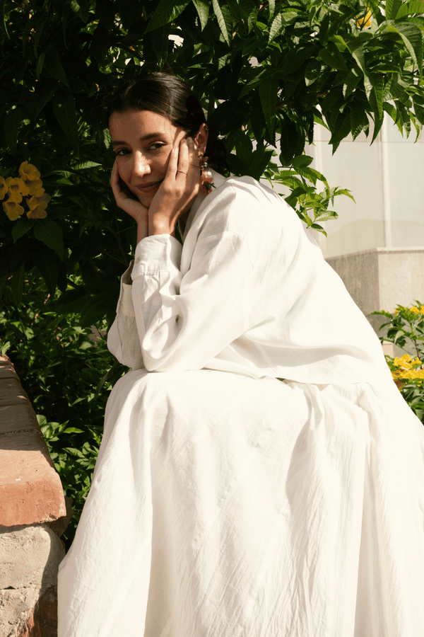 Cropped Linen Shirt in White