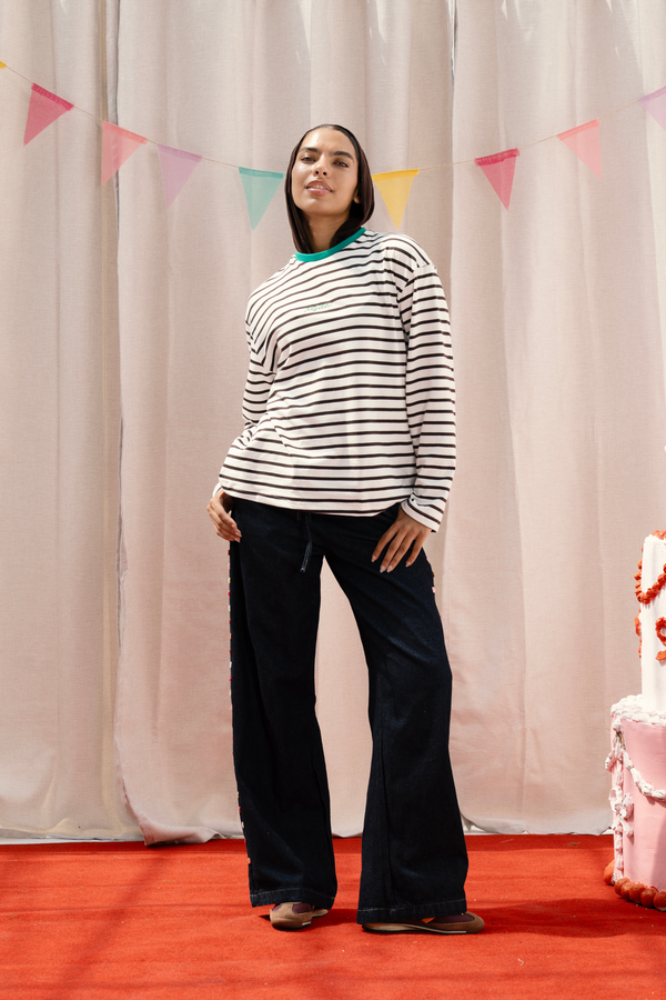 Striped Long Sleeve T-Shirt In Brown