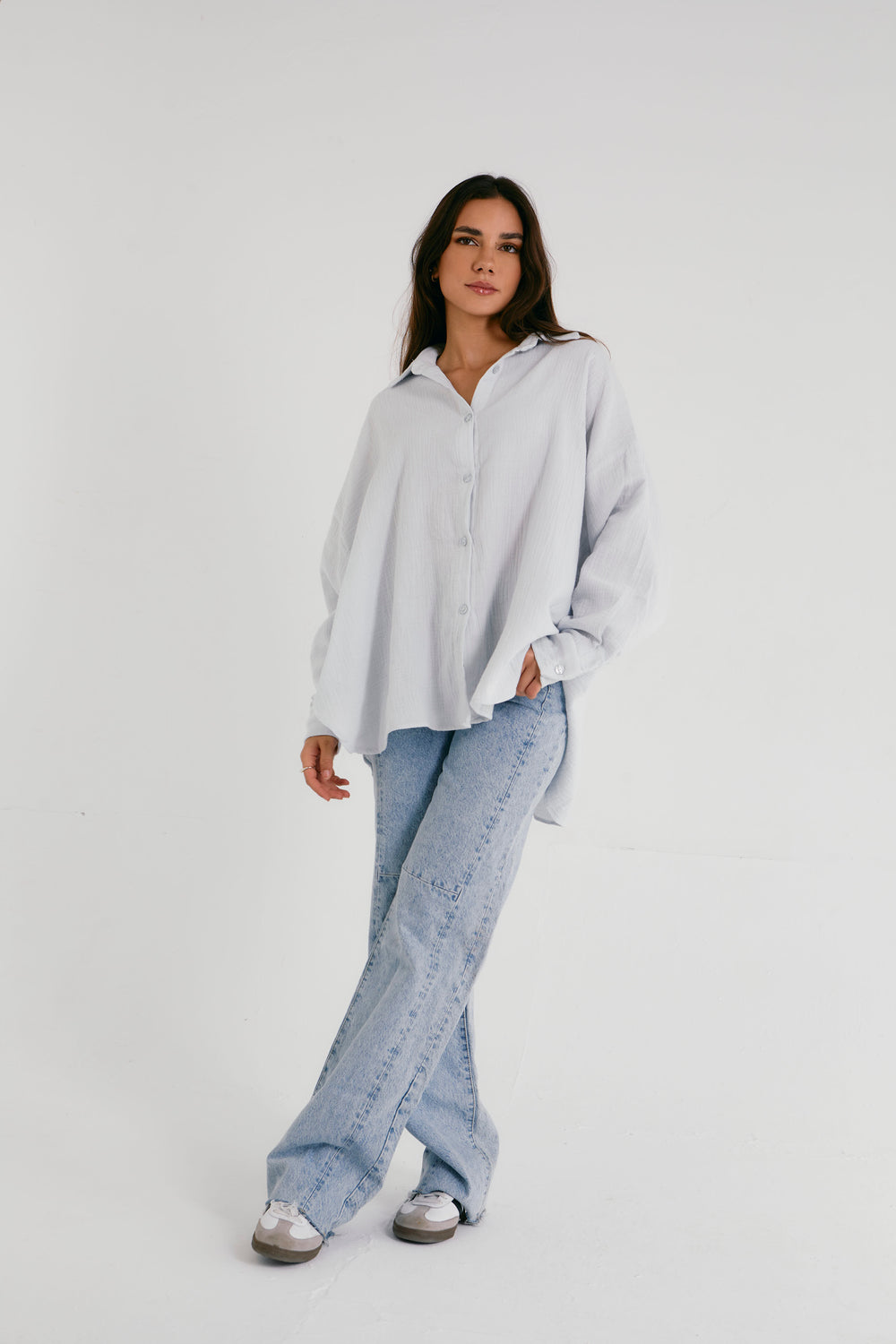 Cotton Muslin Shirt in Sky Blue
