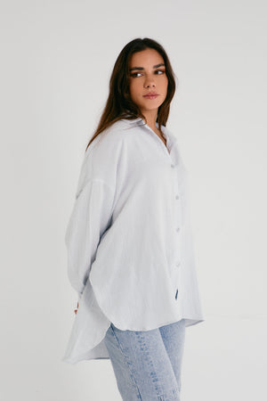 Cotton Muslin Shirt in Sky Blue
