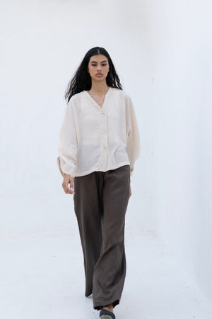 Back-Tie Top in Light Beige