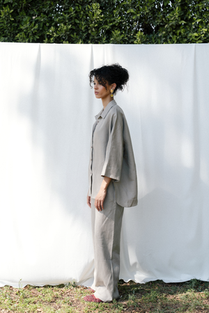 Relaxed Fit Linen Pants in Cafe