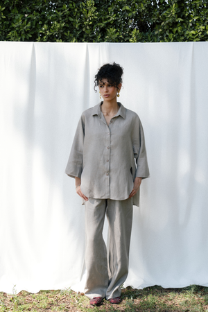 Relaxed Fit Linen Pants in Cafe