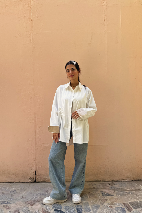 Two-Toned Ruched Shirt