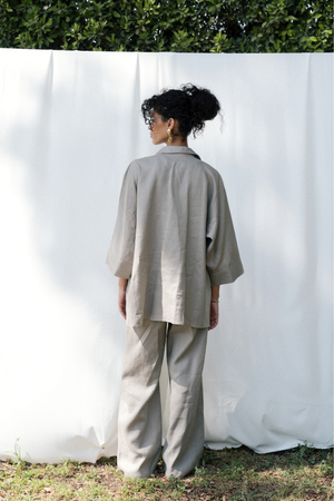 Relaxed Fit Linen Pants in Cafe