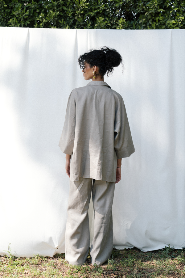 Relaxed Fit Linen Pants in Cafe