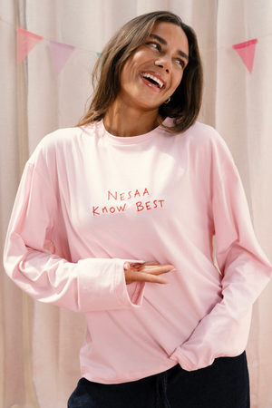 Nesaa Know Best Long Sleeve T-Shirt In Pink