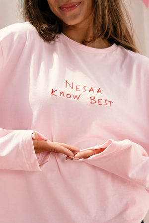 Nesaa Know Best Long Sleeve T-Shirt In Pink