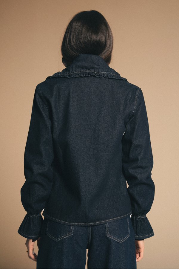 Frill Collar Denim Top