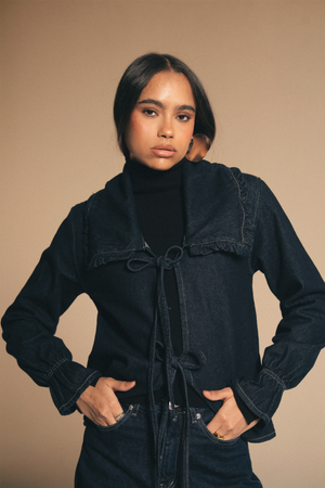 Frill Collar Denim Top