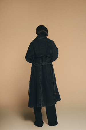 Black Denim Trench Coat