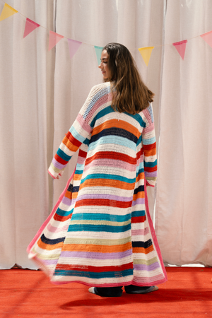 Long Multicolor Crochet Kimono