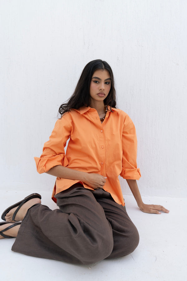 Poplin Shirt in Orange