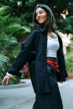 Buttoned Waist Shirt in Black