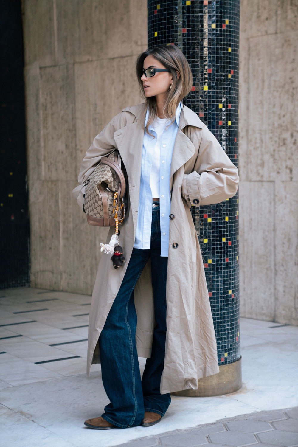 Oversized Light Trench in Beige