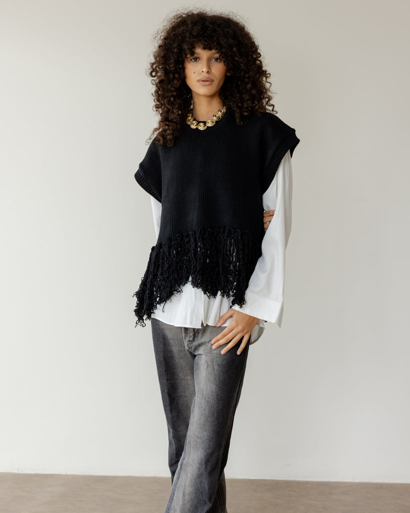 Fringed Vest in Black