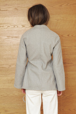 Wool Side Tie Jacket in Grey