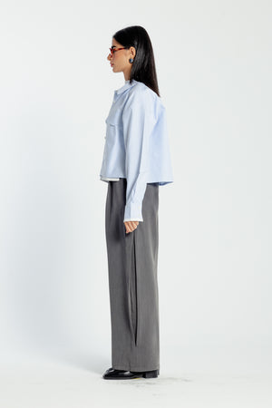 Asymmetric Waistband Trousers in Grey