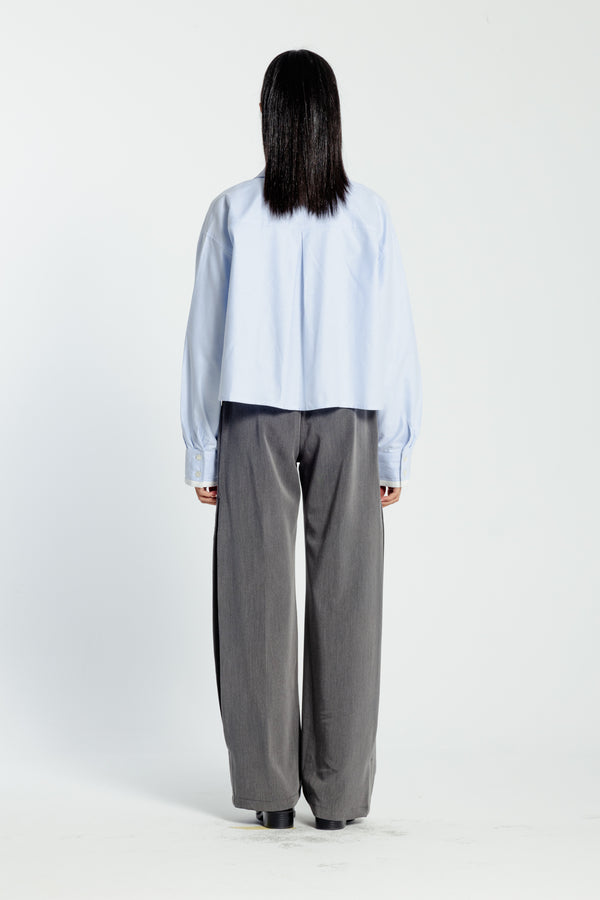 Asymmetric Waistband Trousers in Grey