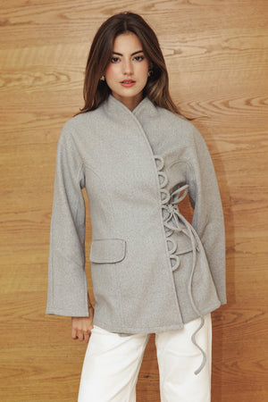 Wool Side Tie Jacket in Grey