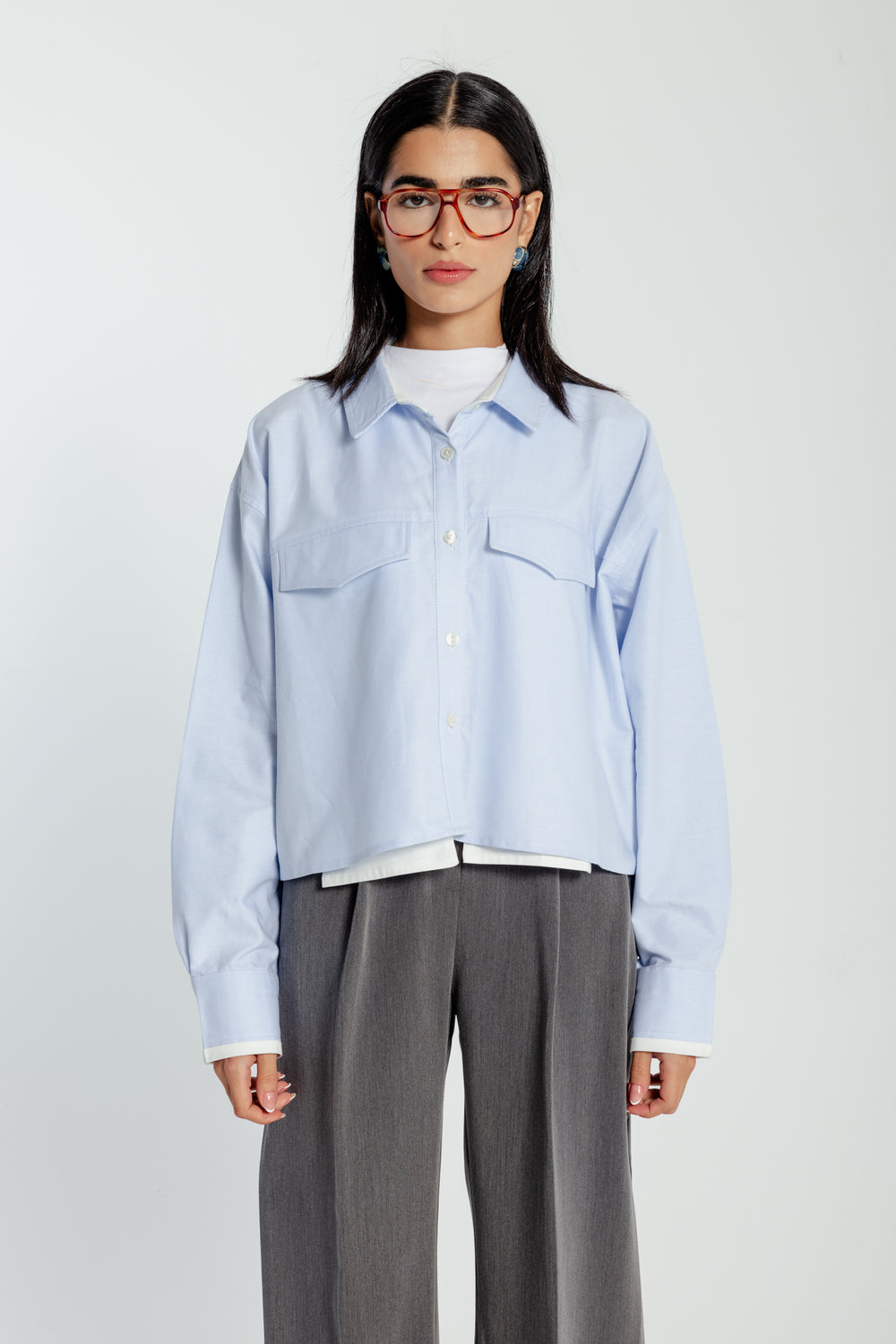 Cropped Oxford Pocket Shirt