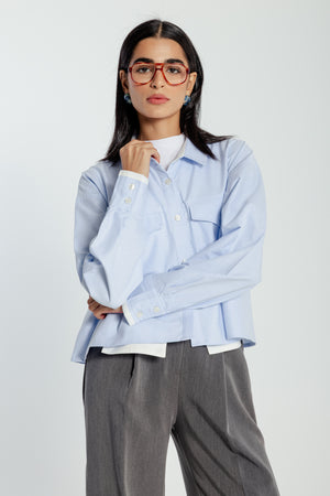 Cropped Oxford Pocket Shirt