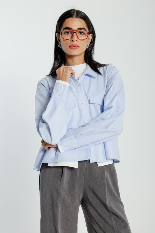 Cropped Oxford Pocket Shirt