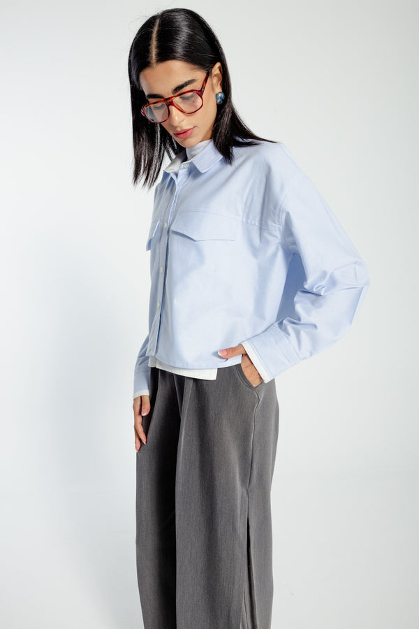 Asymmetric Waistband Trousers in Grey