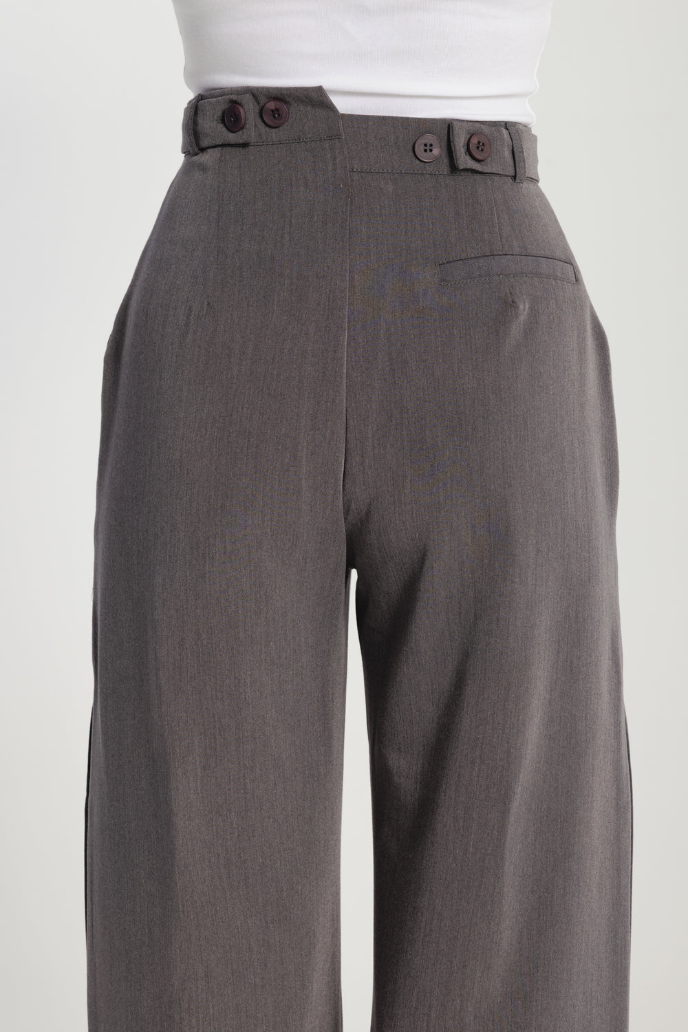 Asymmetric Waistband Trousers in Grey