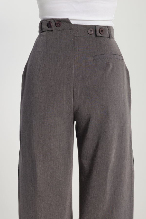 Asymmetric Waistband Trousers in Grey