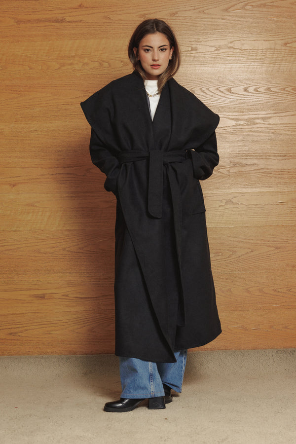 Oversized Lapel Coat in Dark Grey