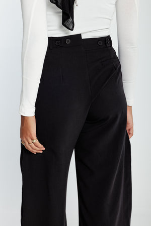 Asymmetric Waistband Trousers in Black