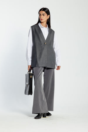 Oversized Side Buckled Vest in Dark Grey