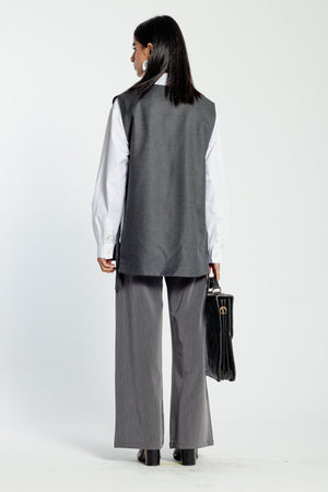 Oversized Side Buckled Vest in Dark Grey