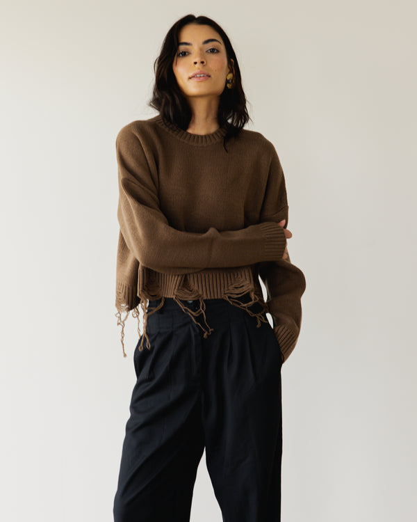 Fringed Sweater in Cafe