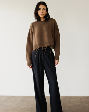 Fringed Sweater in Cafe