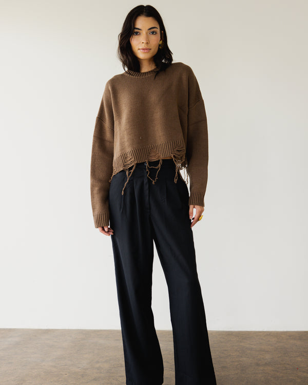 Fringed Sweater in Cafe