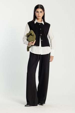 Cropped Vest in Black