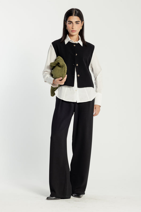 Cropped Vest in Black