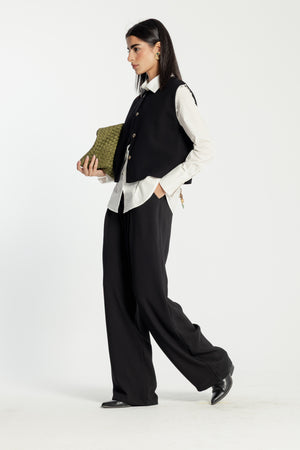 Cropped Vest in Black